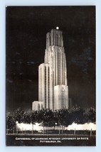 RPPC Cathedral of Learning Night View Pittsburgh Pennsylvania UNP Postcard H17 - £7.73 GBP