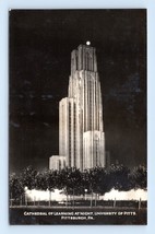 RPPC Cathedral of Learning Night View Pittsburgh Pennsylvania UNP Postcard H17 - £7.36 GBP