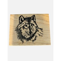 Wolf Wildlife Nature Wood Mounted Rubber Stamp Card Making Craft 3 3/4&quot; x 2 3/4&quot; - £6.79 GBP