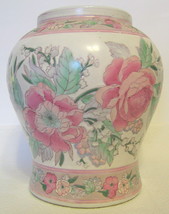 Medium Floral Chinese Vase Hand Painted Ceramic - £28.05 GBP