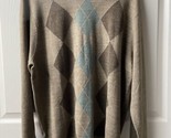 Dockers Mens Large Brown Blue Argyle Round Neck Long Sleeve Sweater - £10.28 GBP