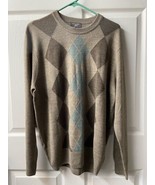 Dockers Mens Large Brown Blue Argyle Round Neck Long Sleeve Sweater - £10.28 GBP