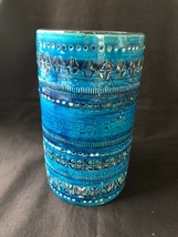 Aldo Londi for Bitossi. Cylindrical vase in Rimini-blue glazed ceramics. - £217.49 GBP