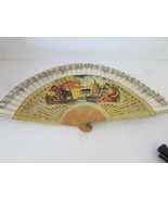 VTG LADIES WOOD AND CLOTH FOLD OUT HAND FAN MATADOR BULL SENORITA SCENE 9&quot; - $220.03 MXN