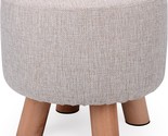 4 Legs-Simple Linen Handb Luxuries Fabric Round Padded Ottoman Foot Rest... - £31.25 GBP