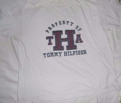 Xxl 2 Xl Tommy Hilfiger S/S White Graphic T Shirt Vintage Property Of Tha Cotton - £16.06 GBP