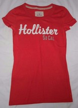 Juniors Small Hollister Red/Orange Embd. S/S Soft Cotton Knit T Shirt Beach Sun - £10.27 GBP