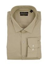 New Kenneth Cole New York Men&#39;s Stretch Slim Fit Dress Shirt Khaki 17 (34-35) - £35.82 GBP