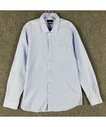 WES Dress Shirt Men&#39;s Size 44 Slim Fit Long Sleeve Blue Polyester Blend ... - $19.54 CAD