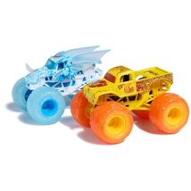 Monster Jam Fire and Ice Monster Trucks, 2 Pack, Whiplash vs Dragonoid, 1:64 Sca image 4