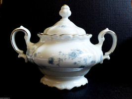 Johann Haviland Porcelain Blue Floral Garland Sugar Bowl Bavaria Germany S5664 - £27.63 GBP