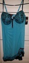 Women&#39;s Sexy Sheer Mesh Chemise Baby Doll with Thong Turquoise/Black 1X - £15.13 GBP