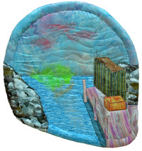 Sunrise at the Dock: Quilted Art Wall Hanging - $305.00