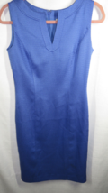 Tahari Arthur S. Levine Blue Textured Sleeveless Shift Dress Size 2 - £34.66 GBP