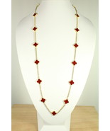 Carnelian Quatrefoil Motif Necklace - $205.83 CAD