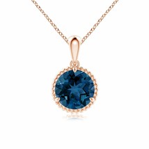 ANGARA Rope-Framed Claw-Set London Blue Topaz Pendant in 14K Gold (AAA, Size-8) - £389.52 GBP