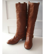 Pour La Victoire Vance British Tan Pebble Leather Pull-On Riding Boots Sz 10 NEW - $150.00