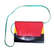 Multicolor Colorblock Envelope Crossbody Bag in Red/Yellow/Black/Royal B... - $32.39
