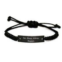 Nice Hiking, Eat. Sleep. Hiking. Repeat, Reusable Holiday Black Rope Bracelet fr - £17.19 GBP