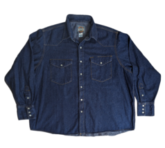 Cavender&#39;s CowBoy Workwear Dark Blue Denim Pearl Snap Western Ranch Shirt Sz 3XL - £14.78 GBP