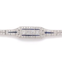 Platinum 4.25 Carat TW Diamond Bracelet w/Synthetic Lab-Created Sapphires #J6511 - £6,933.15 GBP