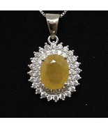 3.35ctw Natural Canary &amp; White Sapphire 925 Sterling Silver Pendant 3.1g - £106.44 GBP