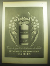 1958 Caron Le Muguet du Bonheur Perfume Ad - Toute la gaiete et le charme - $18.49