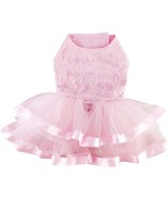 Pink Lace &amp; Ruffles Polyester Party  Dress with Matching Leash XS-XL - $34.99