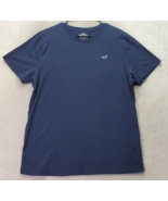 Hollister T Shirt Men&#39;s XL Navy 100% Cotton Short Sleeve Crew Neck Pullo... - £13.15 GBP