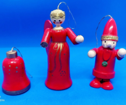 Set of 3 Vintage Wooden Christmas Ornaments - $24.75