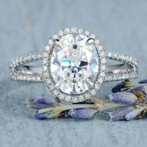 2.24 Ct Oval Cut Moissanite 925 Sterling Silver Halo Engagement Ring For Her - $147.92