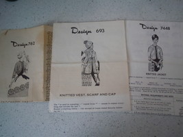 Vintage Design Patterns Women&#39;s Vest Jacket Cap Shrug &amp; Scarf Knit &amp; Cro... - $9.99