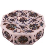 5&quot;x5&quot;x2&quot; Marble Jewelry Cutom Box Inlay Pauashell Floral Marqutery Veter... - £287.46 GBP