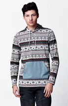 On The Byas Palm Tree Jacquard Long Sleeve Hooded Shirt Henley Hoodie New - £31.41 GBP