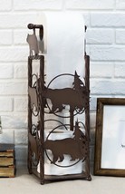 Cast Iron Western Rustic Black Bear Pine Trees Toilet Paper Holder Stand Station - £45.95 GBP