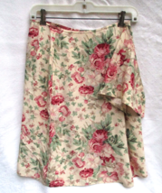 Lauren RALPH LAUREN All Silk Ruffle Wrap Skirt Rose Print Womens Size 6 ... - $36.10