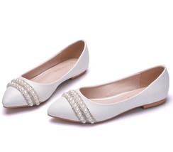 Crystal Queen Women Bridal Handmade Lady Wedding Shoes Sexy Comfortable White Pe - £31.04 GBP
