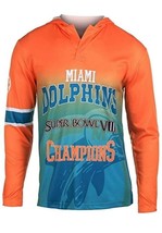 NFL Miami Dolphins Super Bowl VIII Champions Hood Long Sleeve Tee Mens M... - £17.53 GBP