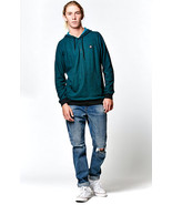 RVCA Moore Hooded Long Sleeve Shirt HENLEY HOODIE NEW GREEN - £27.53 GBP