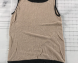 Bylyse Sweater Vest Womens Extra Small Beige Black Trim Knit Linen Blend - $19.79