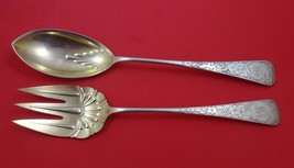 Clematis by Gorham Sterling Silver Salad Serving Set 2pc AS Gold Washed 11 1/4" - £543.28 GBP