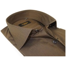Mens Shirt Hankie By CASILA Turkey Cotton Blend Long Sleeves 501770-08 Brown image 2