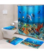 3D Ocean Seabed Animals Toilet Cover Bath Mat Sets Fish Dolphin Printed ... - $56.85 CAD+