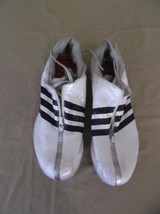 ADIDAS WHITE BLACK SILVER TRACK RUNNING CLEATS SHOES SNEAKERS MEN&#39;S sz11... - £12.38 GBP