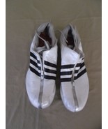 ADIDAS WHITE BLACK SILVER TRACK RUNNING CLEATS SHOES SNEAKERS MEN&#39;S sz11... - $20.24 CAD