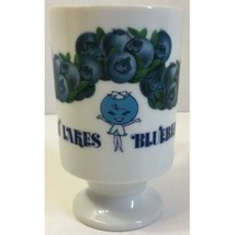 Vintage Great Lakes Blueberries White Glass Footed Pedestal Mug - $19.50