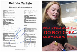 Belinda Carlisle Signed Heaven Is A Place On Earth Lyrics Sheet Proof Autograph - £159.23 GBP