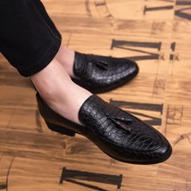 Tel  Pattern Leather Shoes Slip-on Casual Loafers Men&#39;s Business Shoes Formal Dr - £58.88 GBP
