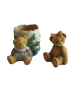 Cherished Teddies Bear Tree Stump Candle Holder 1998 + Best Buddies Kare... - £7.51 GBP