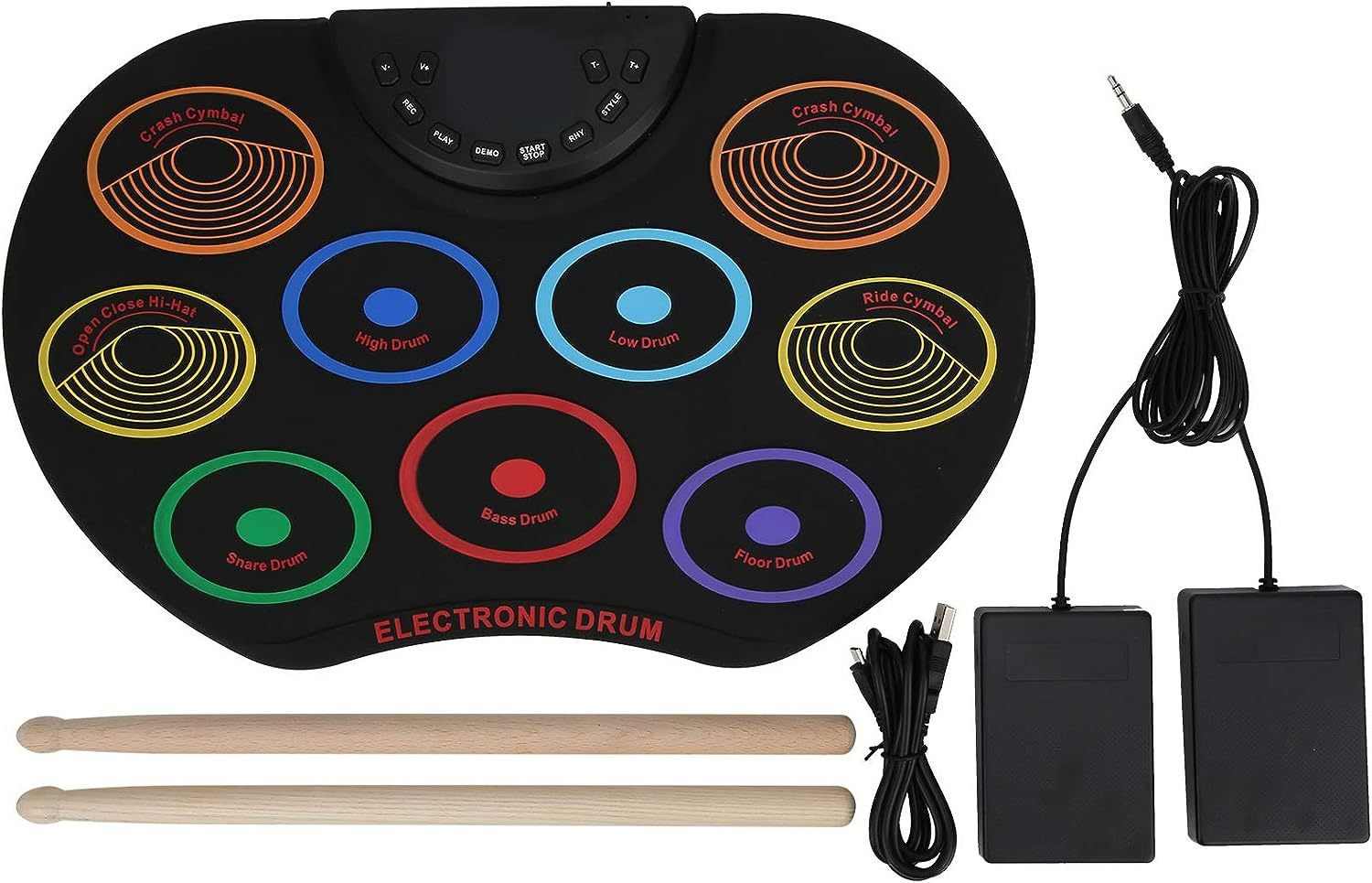 Electronic Drum Set, Electronic Drum Pad Portable Colored Hand, Seven Co... - $66.99